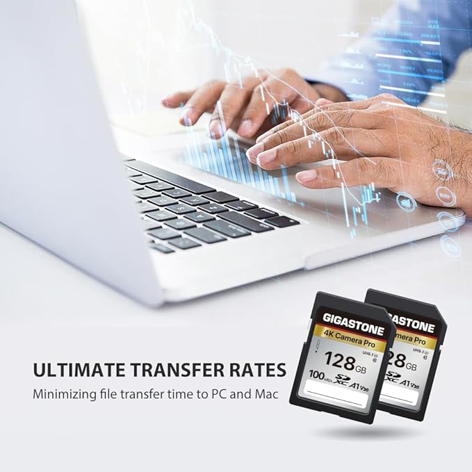 【5-Years Data Recovery】 GIGASTONE 128GB SD Card 10-Pack, 4K Camera Pro, UHS-I A1 V30 SDXC Memory Card 4K UHD Video Compatible with Digital Camera, with 10 Mini Cases
