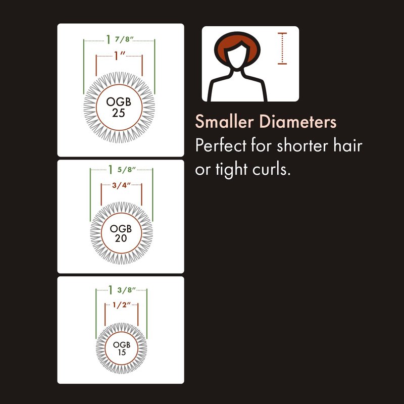 Olivia Garden OG Barber round brush with Ceramic Coated Barrel, quick drying and v-shaped bristles for easy styling on men hair, 3/4 inch