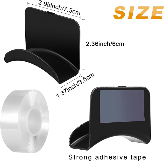 Wonderjune 24 Pcs Headphone Wall Hangers Adhesive Gaming Headset Holder Hooks for Wall Mount Strong Universal Stand Hooks for Most Headphone Controller, Hat, Baseball Caps, Door, Closet (Black)