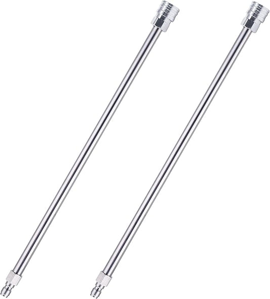 JOEJET Pressure Washer Extension Wand, Stainless Steel Body and Fittings, 17 Inch Power Washer Lance with 1/4 Inch Quick Connect, 2 Pack