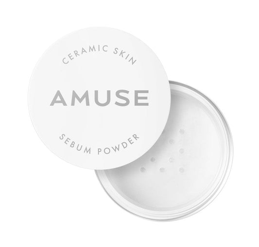 AMUSE SEOUL Ceramic Skin Sebum Face Powder (01 CLEAR) - Lightweight Oil Control Loose Powder, No Sebum Blurring Finish, Long Lasting Setting Powder, Smooth Skin Finish, Vegan, Korean Makeup