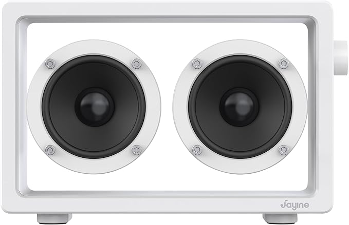 JAYINE Cassette Portable Bluetooth Speaker, 16W Minimalist Speakers Bluetooth Wireless Loud, HD Powerful Sound and Wide Compatibility V5.3 for Indoor Outdoor - White