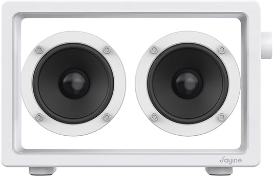 JAYINE Cassette Portable Bluetooth Speaker, 16W Minimalist Speakers Bluetooth Wireless Loud, HD Powerful Sound and Wide Compatibility V5.3 for Indoor Outdoor - White