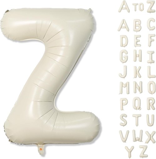 Lingqiang 40 Inch Cream Letter Balloon 'Z' - Self-Inflating, Ideal for Birthday Celebrations | 2 Pack