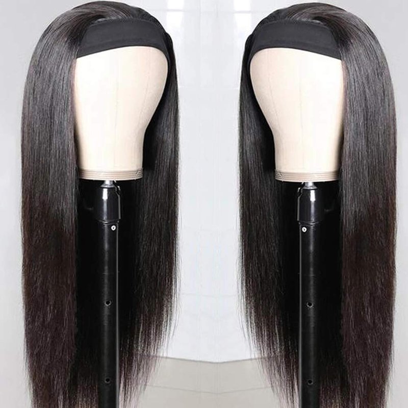 TNICE Headband Wig Human Hair Straight 14 Inch Headband Wigs for Black Women Human Hair Headband Wig Glueless None Lace Front Brazilian Virgin Hair Wigs Natural Color 150% Density