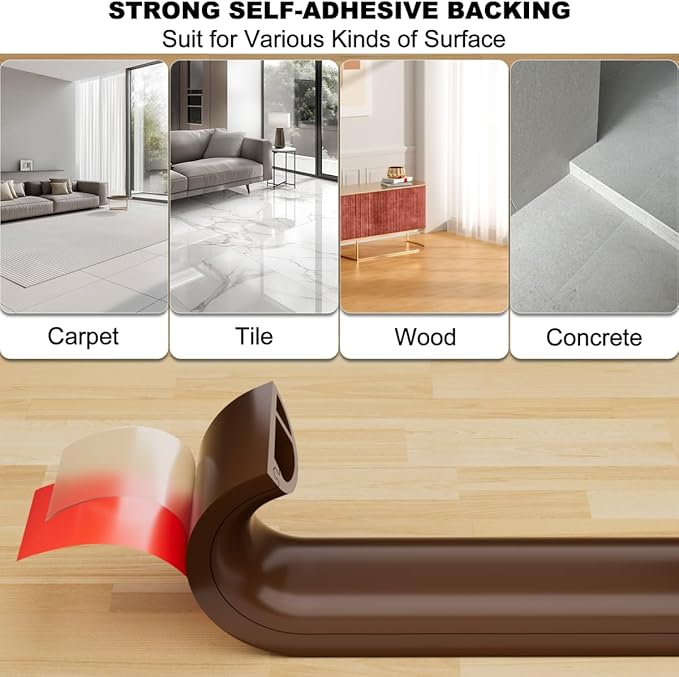 Kneelisa 6FT Side-Open Extension Cord Covers for Wires on Floor,Silicone Power Cable Protector Cord Hider Management Strip,Hide Electric Wire on Carpet,Chord Runner Protective Safety,Brown