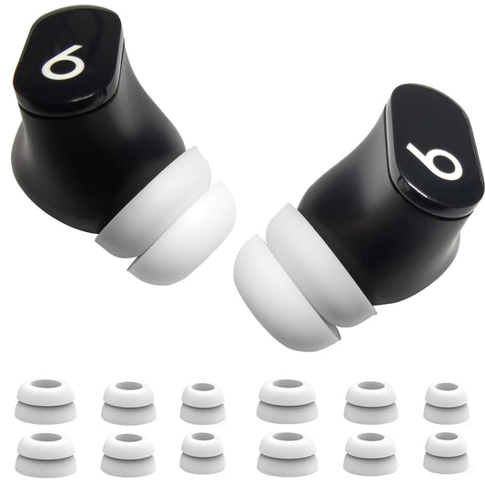 Luckvan Double Flange Earbud Tips for Beats Earbuds Replacement Cover Ear Tips for Beats Studio Buds+/Fit Pro/Solo Buds Earbuds Fit, 6 Pairs LMS White