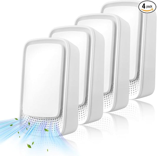 Plug-In Ionic Air Purifier (4 Pack), Home Air Ionizer, Silent Filterless Air Purifier, Silent Filterless Air Purifier for Home, Portable Negative Ion Air Freshener for Pet Odors, Dust, and Smoke
