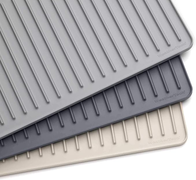 WeatherTech DishMat Contain - 16" x 18" Drip Dry Hand-Washed Dish Drying Mat, Slate
