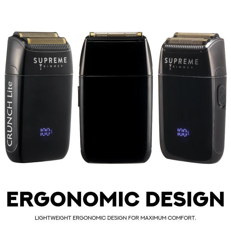 Supreme Trimmer Crunch Lite STF600 | Professional Double Foil Shaver for Men | Cordless & Corded, 60 Min Runtime, Hidden LED Display | Barber Face & Head Finishing Razor