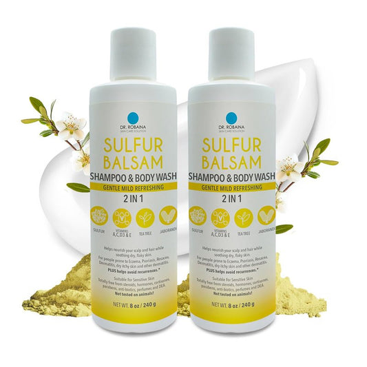 Dr. Robaina Sulfur Shampoo & Body Wash â Helps Soothe Dandruff, Seborrheic Dermatitis, Folliculitis & Itchy Scalp â Color-Safe, SLS-Free, Citrus-Mint Scent, 8 fl oz - Made in the USA