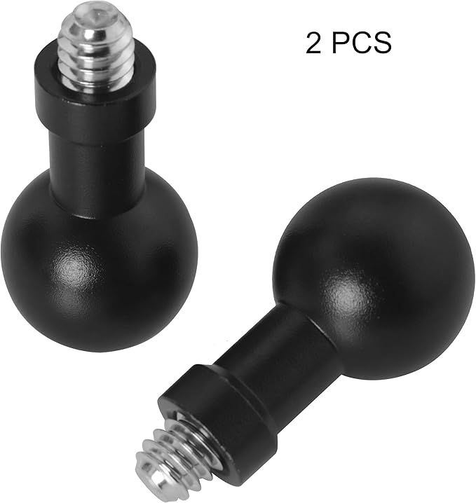 LUORNG 2PCS 17mm Ball Head to 1/4 Stainless Steel Short Screw Connection Rod Car Mobile Phone Navigation Mount Motorcycle Rearview Mirror Accessories Camera Camera Connection Accessories