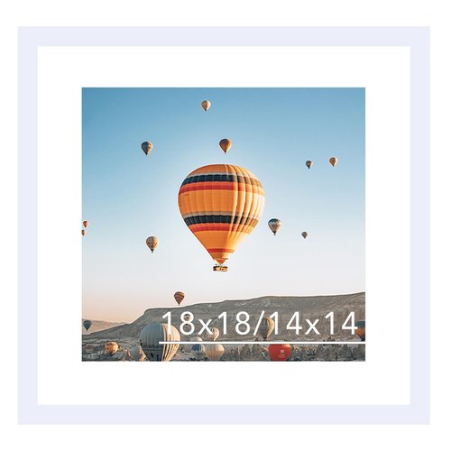 JCJMY 18x18 Picture Frame White with 14x14 Mat, Display Photo 14x14 with Mat or 18 x 18 Without Mat, Wall Hanging Large 18x18 Poster Frame with Shatter Resistant Plexiglass, White