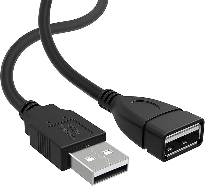 LORDTRONICS 5FT USB Extender Cable Male to Female USB A Male to USB A Female 2.0 Data Transfer and Charging Adapter for TV, PC, Laptop, PlayStation, Xbox, Flash Drive for Multiple Devices