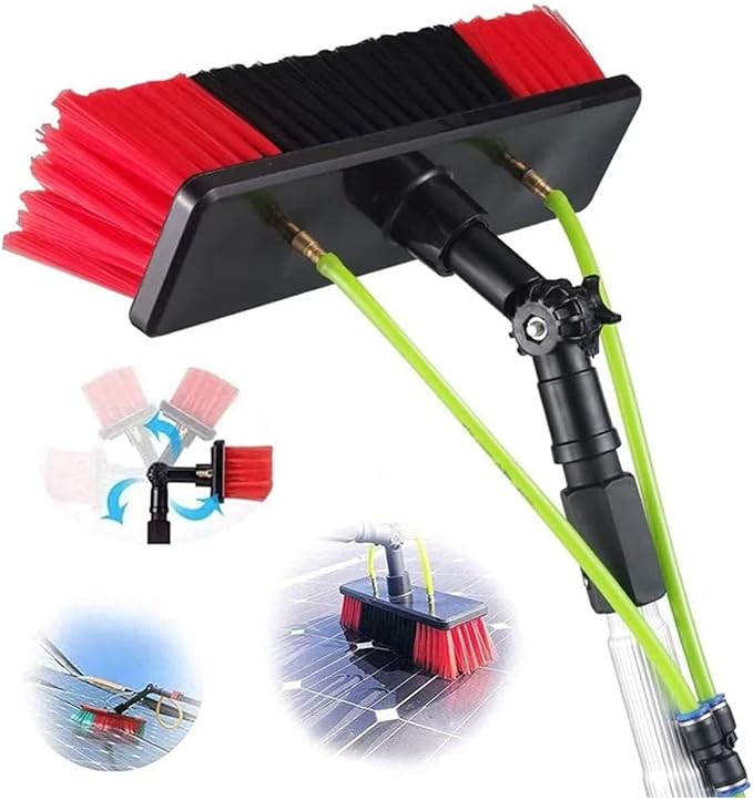 7m/23ft Telescopic Water Fed Window Cleaning Pole, Solar Panel Conservatory Roof Cleaner, Extendable Extended Extension Brush Kit(30cm Brush 7m Pole)