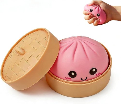 Dumpling Squishies - Colorful Mystery Dumpling Stress Balls | Soft Fidget Toy for Anxiety Relief (Pink)