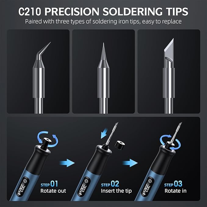 Cordless Soldering Iron Kit - 7s Fast Heating, Blue
