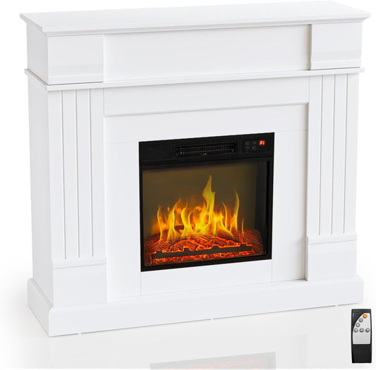 ROVSUN 43'' Electric Fireplace - Freestanding Heater with Timer & Adjustable Temperature | Realistic Flames for Home