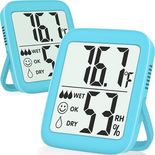 Antonki 2 Pack Room Thermometer for Home, Hygrometer Indoor Humidity Meter Gauge, Digital Temperature and Humidity Monitor Sensor for House, Terrarium, Incubator, Greenhouse - Battery Included