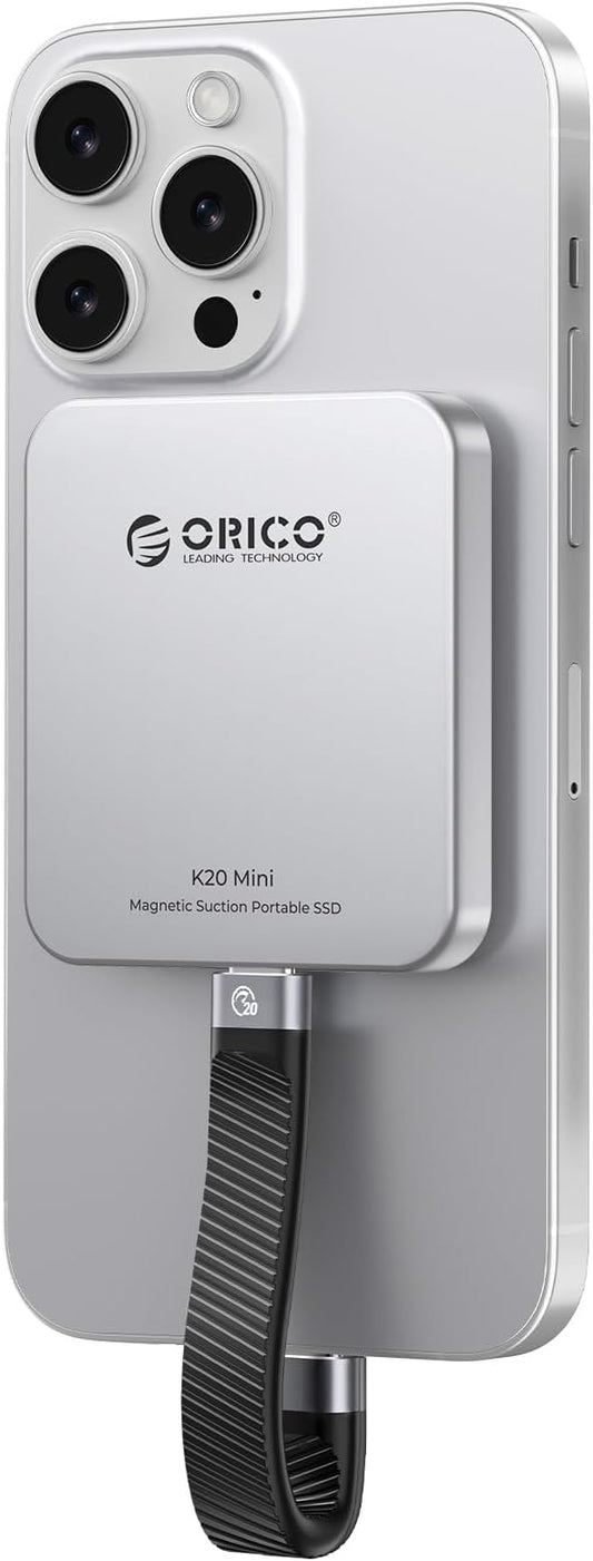 ORICO 1TB Magnetic External SSD, Aluminum Alloy, Up to 2000MB/s, 4K 120Hz ProRes HDR Record and Store, External Solid State Drive, Compatible with iPhone 17 16 Pro Max, Tablet, Computer - K20MINI
