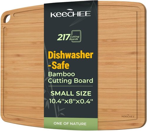 Keechee Bamboo Cutting Boards - Dishwasher Safe, Juice Groove Design | Durable & Lightweight for Fruits, Vegetables & Cheese