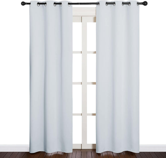 NICETOWN Room Darkening Curtain Panels - Thermal Insulated Drapes for Bedroom | Greyish White, 34x84 Inches (2 Panels)