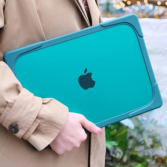 Batianda Heavy Duty Case for New MacBook Pro 16 inch 2026 M5 2024 M4 2023 M3 2021 M2 Pro Max - Ergonomic Foldable Kickstand (Holds 22lbs/Zero Wobble) Matte Translucent Rugged Armor Cover, Dark Teal