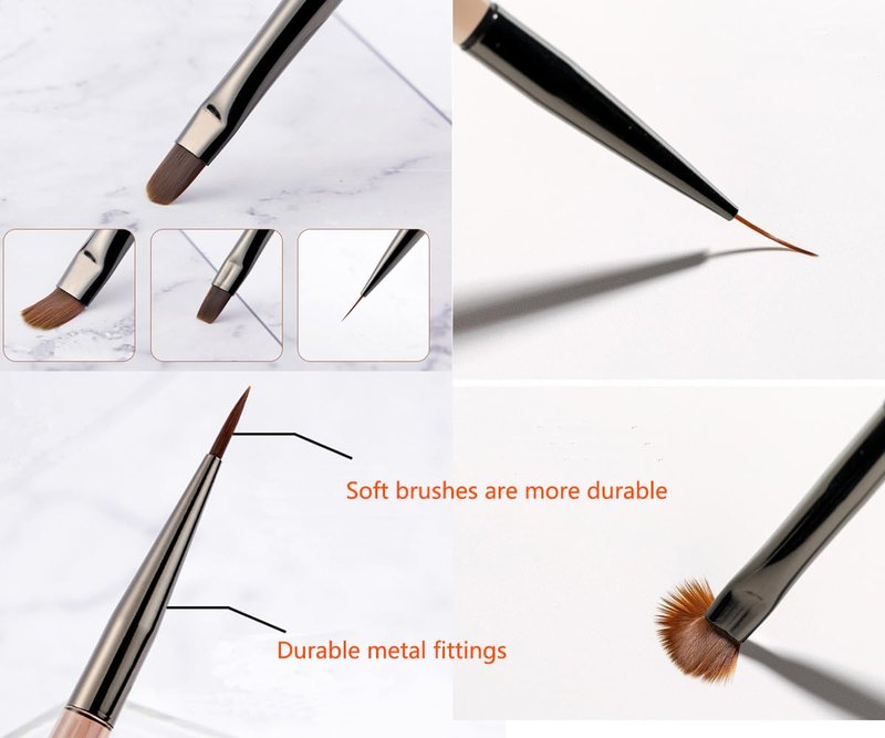 MIKOWEN 9PCS Nail Art Brushes Nail Art Tool Set Striping for Long Lines Nail Drawing Pen For Nail Design Brushes for Gel Polish Clean Up Brushes 3D Nail Art Decorations for DIY Manicure, Brown