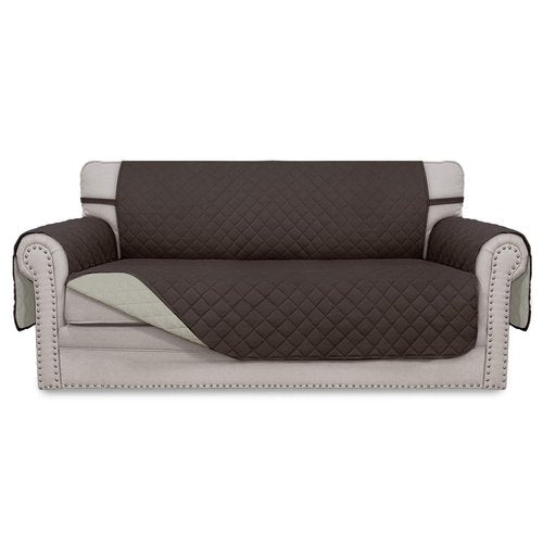 Easy-Going Sofa Slipcover Reversible Loveseat Sofa Cover Couch Cover for 2 Cushion Couch Furniture Protector with Elastic Straps for Pets Kids Dog Cat (Oversized Loveseat, Chocolate/Beige)