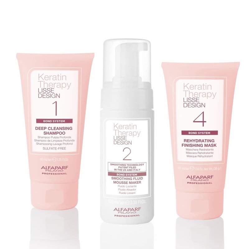 ALFAPARF MILANO Home Keratin Hair Treatment - Lisse Design Express Brazilian Hair Straightening and Smoothing - Formaldehyde Free - Sulfate Free