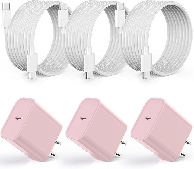 [Apple MFi Certified] iPhone 17 16 Pro Max Quick Charger,3Pack 20W USBC Wall Charger Block and 6 Feet USB C to USB C Fast Charging Cable for iPhone 17/17 Air/16 Pro/16 Pro Max/iPhone 15/15 ProMax/Plus