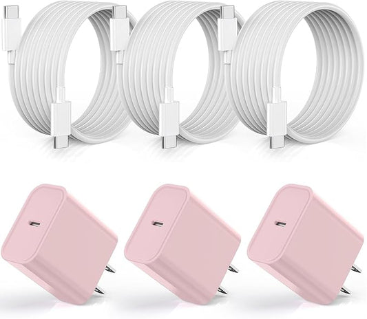 [Apple MFi Certified] iPhone 17 16 Pro Max Quick Charger,3Pack 20W USBC Wall Charger Block and 6 Feet USB C to USB C Fast Charging Cable for iPhone 17/17 Air/16 Pro/16 Pro Max/iPhone 15/15 ProMax/Plus