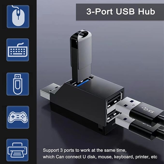 VIENON 3-Port USB Adapter, USB Hub 3.0, USB-A Splitter 1 to 3 for Keyborad, Mobile Hard Disk, U Disk, Camera, Mouse etc