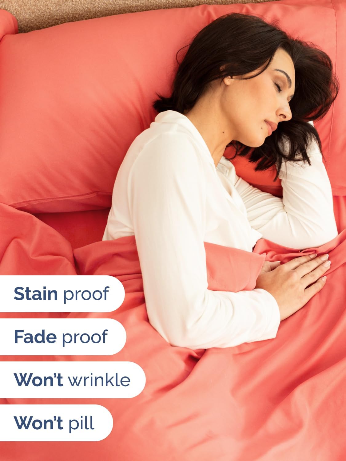 Skiennix Extra Deep Cal King Sheet Set - 6 Piece Breathable Cooling Bedding - Soft Coral Color, Wrinkle-Free