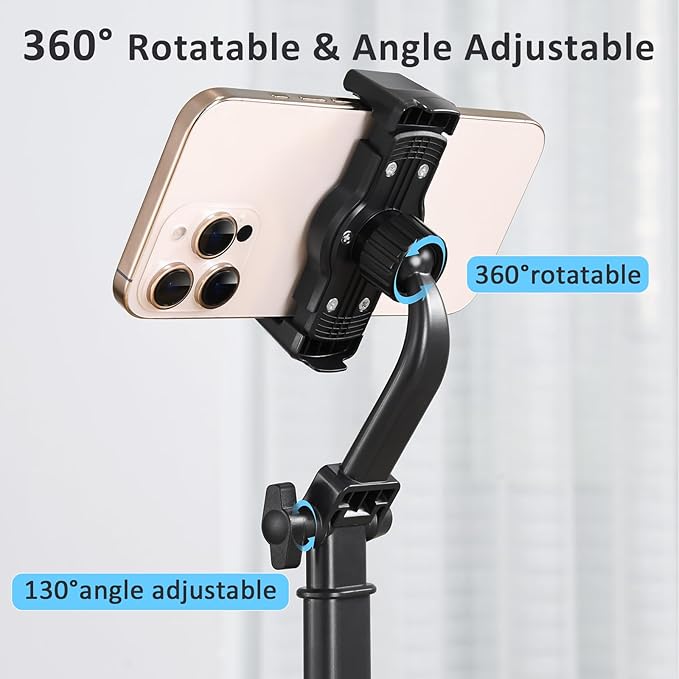nediea Phone Stand for Desk, Height Adjustable Cell Phone Holder for iPhone, 360 Degree Rotatable Office Phone Stand for Video Recording,Live Streaming,Compatible with All 4.7-7in Smartphones (T13-2)