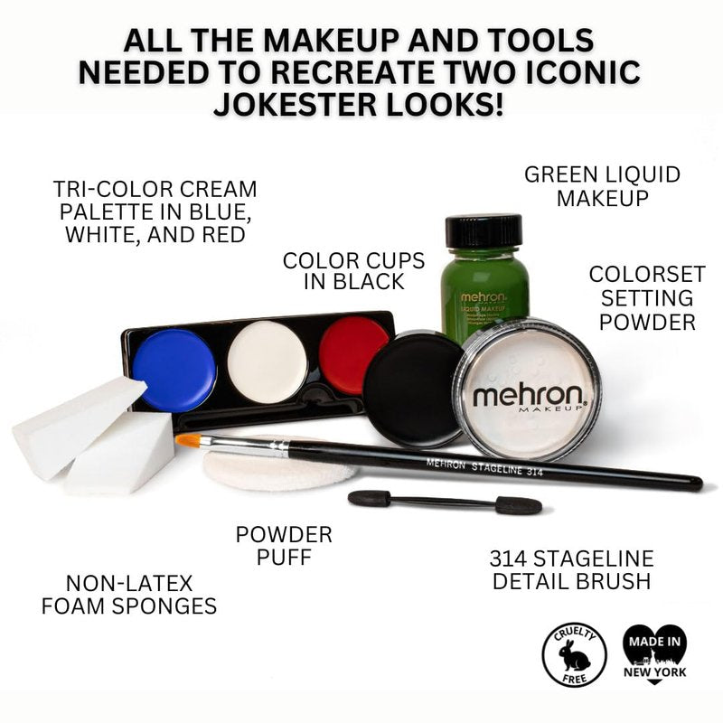 Mehron Makeup Premium Character Kits| Makeup Kits for Halloween & Cosplay| Made in the USA | Complete Kit | Includes all Tools & Instructions on How to Create the Look | (Evil Jokester)