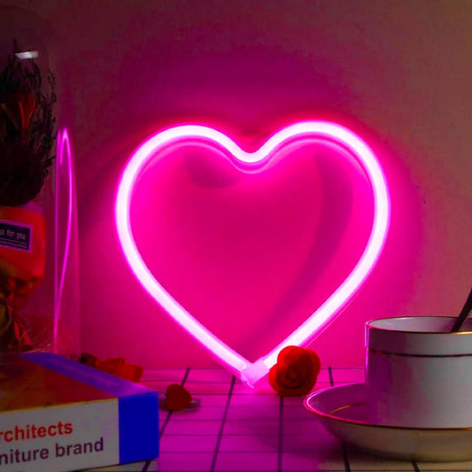 Skiennix Pink Heart Neon Sign - USB & Battery Operated LED Lights for Valentine's Day Decor | Perfect Gift for Wife & Girls’ Room