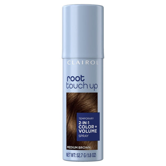 Clairol Root Touch-Up Color + Volume 2-in-1 Temporary Hair Coloring Spray, Medium Brown Hair Color, Pack of 1 - Packaging May Vary