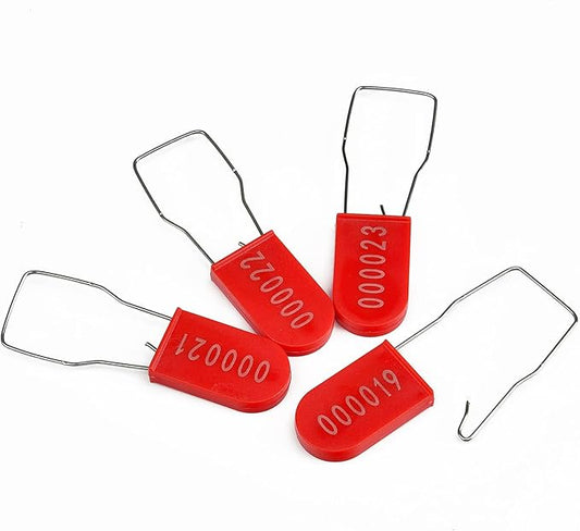 LeadSeals 500PCS Plastic Padlock Security Seals Metal Wire Padlocks Electric Meter Seal Disposable Anti-Tamper Lock Numbered Anti Tamper Tag Hasps Red