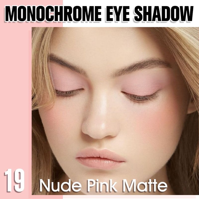 Nude Pink Matte Eyeshadow - Lightweight Blendable Mini Eye Shadow for Mature Skin | Waterproof & Vegan, 19g