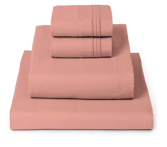 Mellanni Queen Sheets Set - 4 PC Iconic Collection Bedding - Hotel Luxury, Extra Soft, Cooling Bed Sheets - Wrinkle, Fade, Stain Resistant (Queen, Coral)