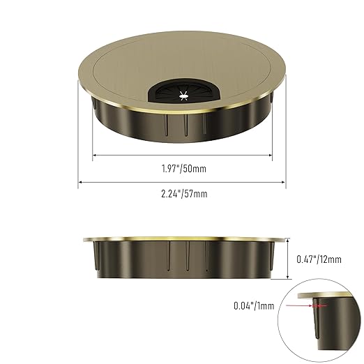 Skweawert Desk Grommet 2 Inch 50mm, Zinc Alloy Computer Desk Wire Hole Cover, Office Desktop Cord Cable Hole Metal Ring, Bronze Tone