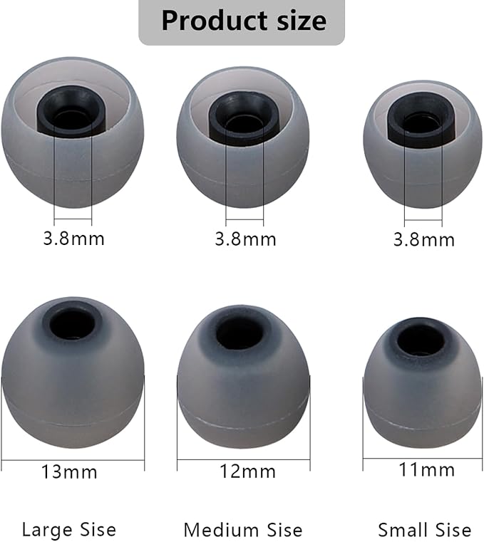MMYQXI Earbud Replacement Tips Silicone Earbud Tips Earbud Covers Fit for in-Ear Headphones (Inner Hole 3.8mm -5.1mm) Ear Tips Earbud Rubber Tips 9 Pairs S/M/L