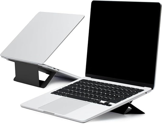 MOFT Laptop Stand for Desk, Adhesive Airflow Laptop Cooling Stand for Heat Dissipation with 2 Adjustable Viewing Angles, Foldable & Portable Computer Stand Compatible with Laptops 11"-16", Jet Black