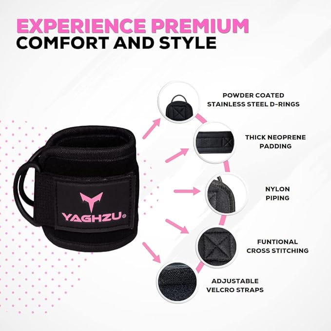 YAGHZU Ankle Straps for Cable Machines Women, Glute Kickback Cable Machine Attachments, Gym Ankle Cuffs, Wrist Cuffs for Workout, Leg Training Accessory, Fitness Gear for Home or Gym