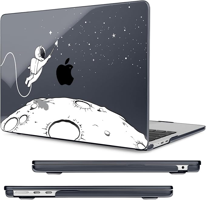 MecBevia Compatible with 2026 M5 MacBook Air 15 inch Case, 2026 2025-2023 M5 A3448 M4 A3241 M3 A3114 M2 A2941, Keyboard Cover, Screen Protector, Webcam Cover & Type-C OTG, Astronauts Stars