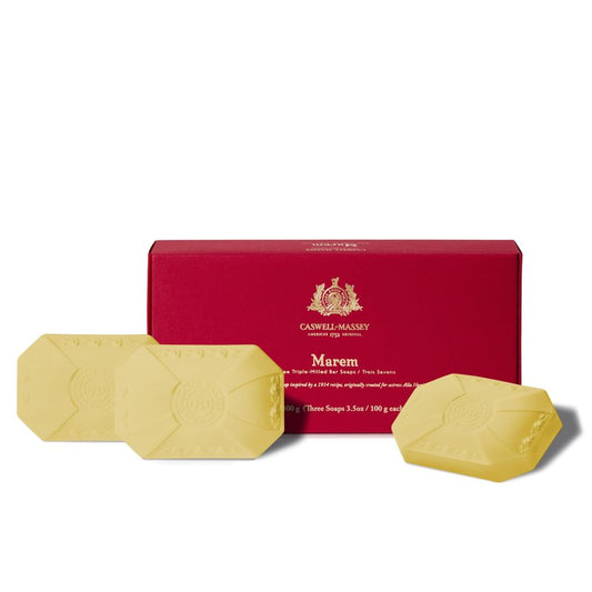 Caswell-Massey Marem Natural Bar Soap for Women, Moisturizing Body Soap Bar for All Skin Types, Made with Essential Oils & Plant-Based Formula for Soft Skin, Made in USA, 3x3.5 oz Gift Set