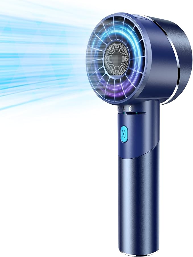 Lepwings Handheld Fan, Mini Small Portable Turbo Fan, Rechargeable with 4 High Speeds Personal Fans, Max 16H Runtime, For Travel, Office, Outdoor - Dark Blue