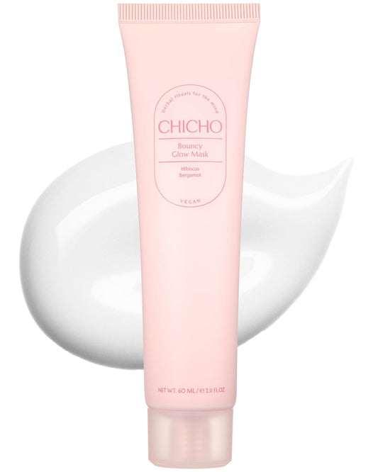 CHICHO Bouncy Glow Overnight Wrapping Peel-Off Mask (2.03 oz) – Vegan 300Da Hibiscus Collagen Film Mask for Glass Skin & Elasticity, Korean Sleeping Face Pack, Sensitive Skin