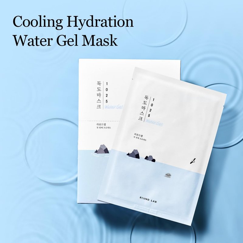 ROUND LAB 1025 Water Gel Hydration Mask(10ea) | Hydration locking, Cooling, Rejuvenating, Easy layering, Unscented for sensitive skin (10ea)